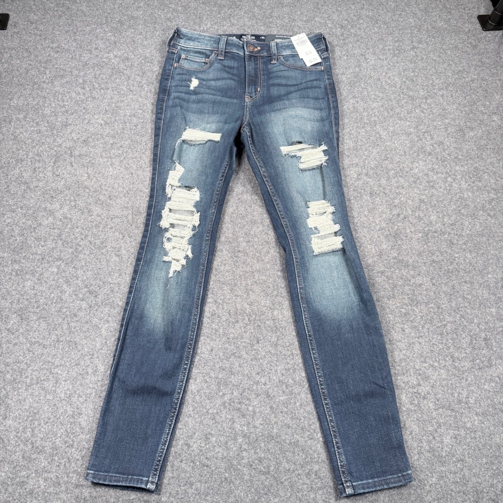 Hollister High-Rise Super Skinny Distressed Jeans W26S Blue Ripped Soft Stretch